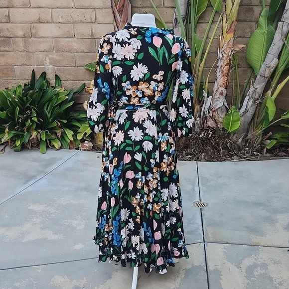 kate spade green floral dress Iris Long Sleeve Satin Maxi Dress - Sage main image 0